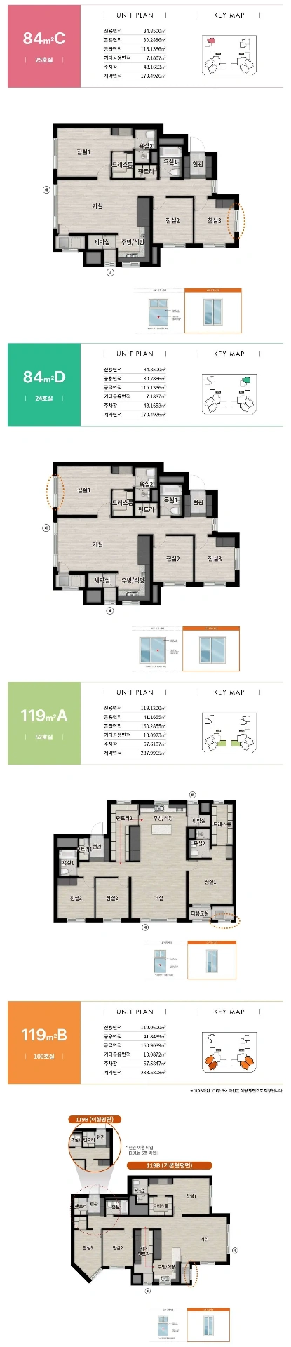 평면도 84C / 84D / 119A / 119B
